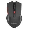 Juhtmeta optiline hiir DEFENDER ACCURA MM-275 RF, kahekäeline, 1600 DPI, USB RF vastuvõtja, 5–6 nuppu, must/punane