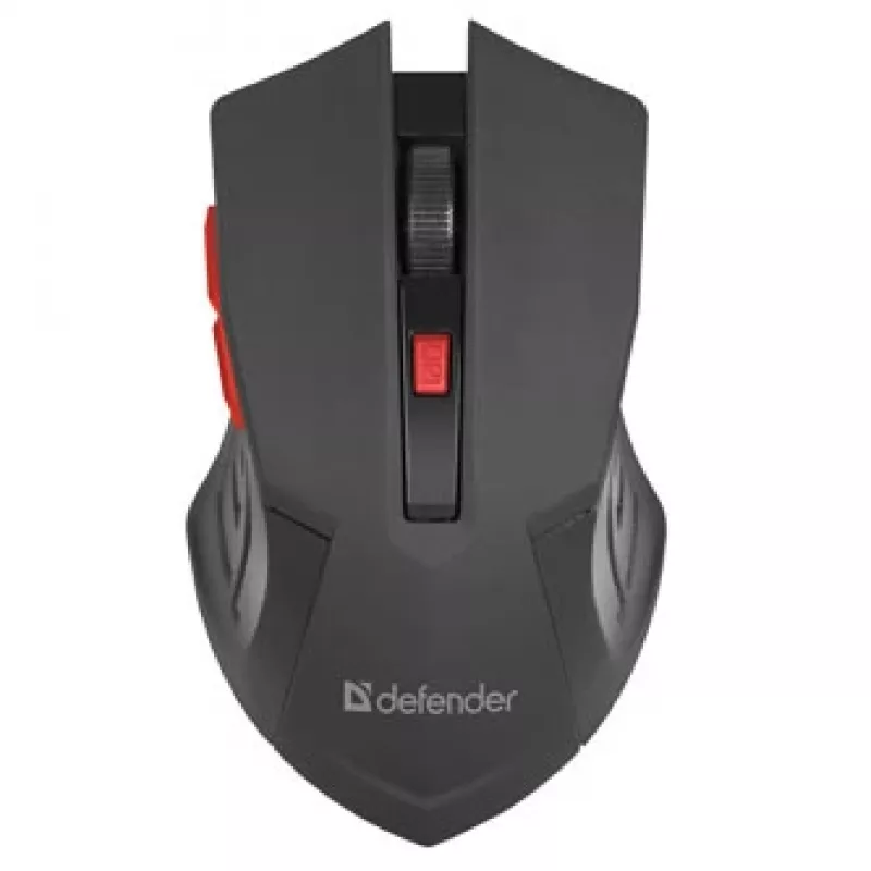 Juhtmeta optiline hiir DEFENDER ACCURA MM-275 RF, kahekäeline, 1600 DPI, USB RF vastuvõtja, 5–6 nuppu, must/punane