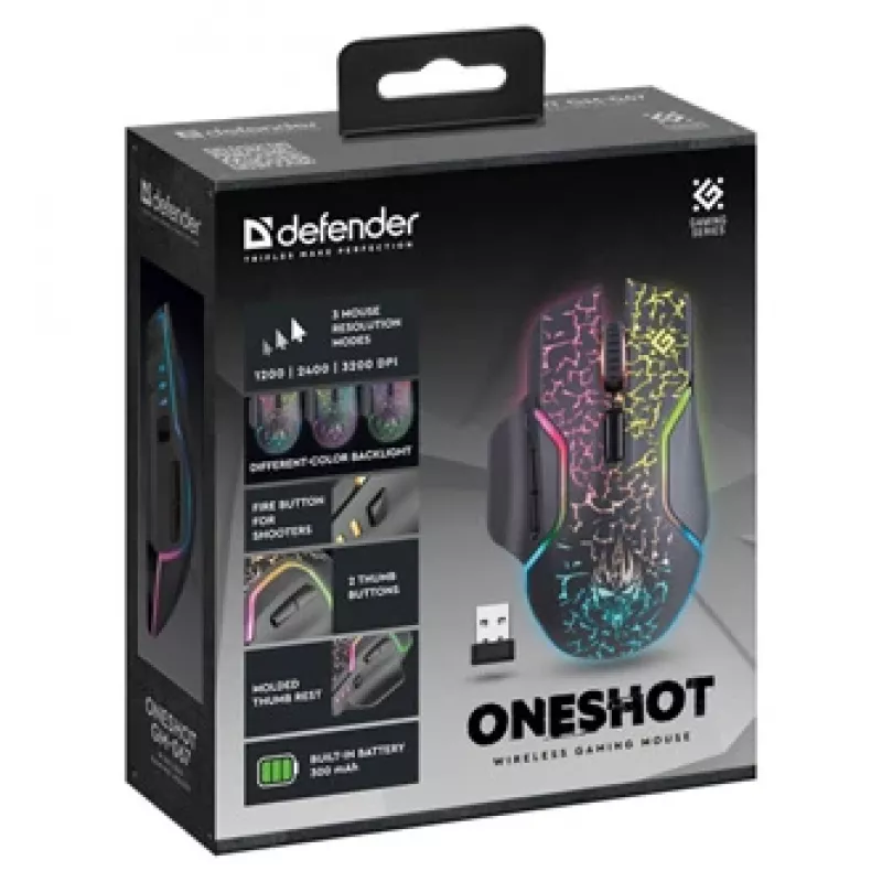 Defender Oneshot GM-067 Mängurihiir Paremakäeline RF Juhtmevaba + USB tüüp