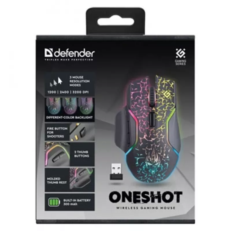 Defender Oneshot GM-067 Mängurihiir Paremakäeline RF Juhtmevaba + USB tüüp