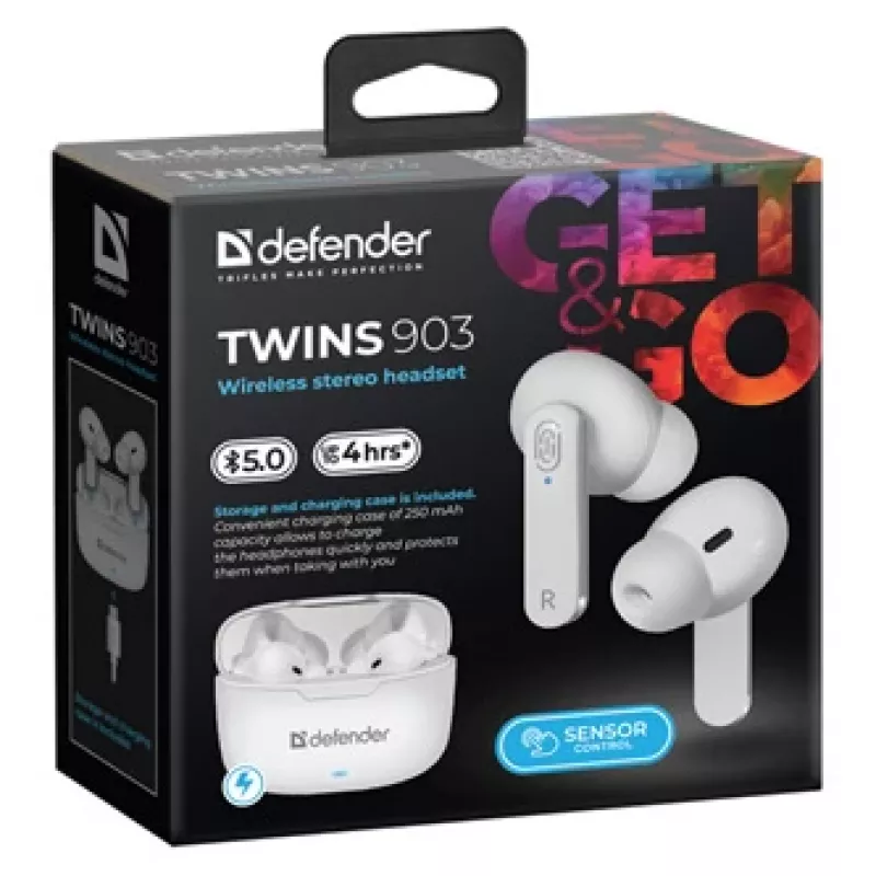 Defender TWINS 903 Bluetooth-kõrvaklapid, valged