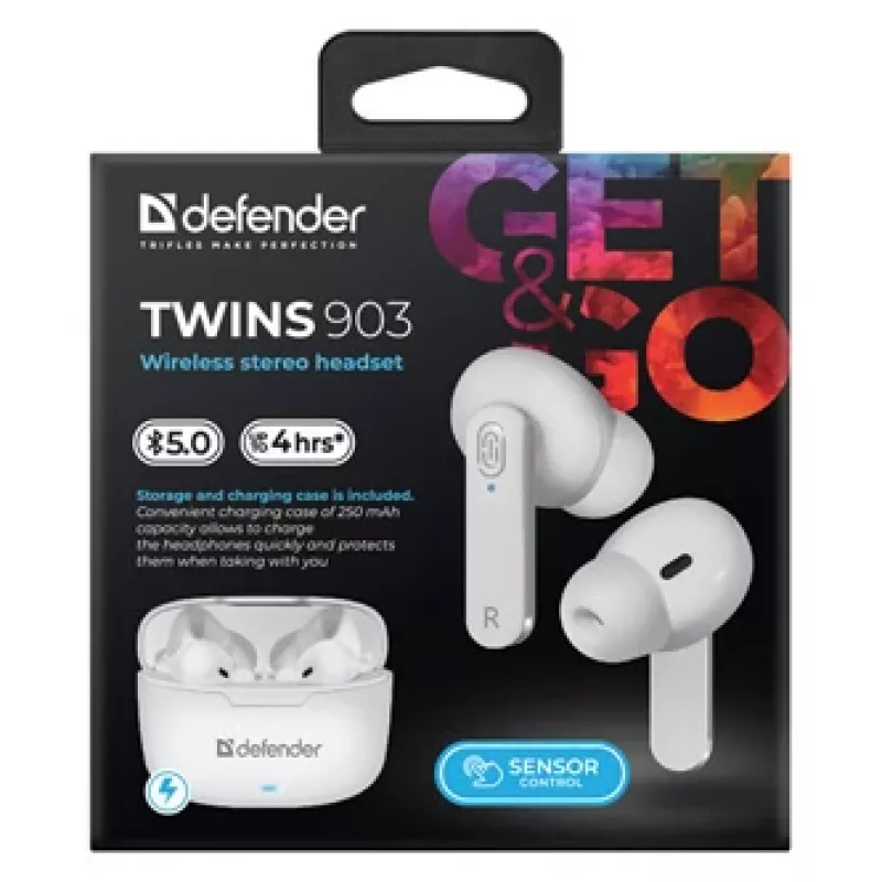 Defender TWINS 903 Bluetooth-kõrvaklapid, valged