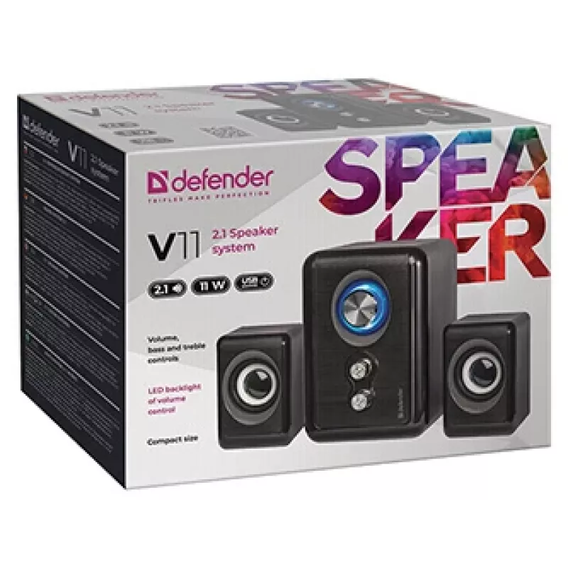 DEFENDER kõlar V11 11 W juhtmega 2.1 laua satelliitkõlarid, USB 5 V, must