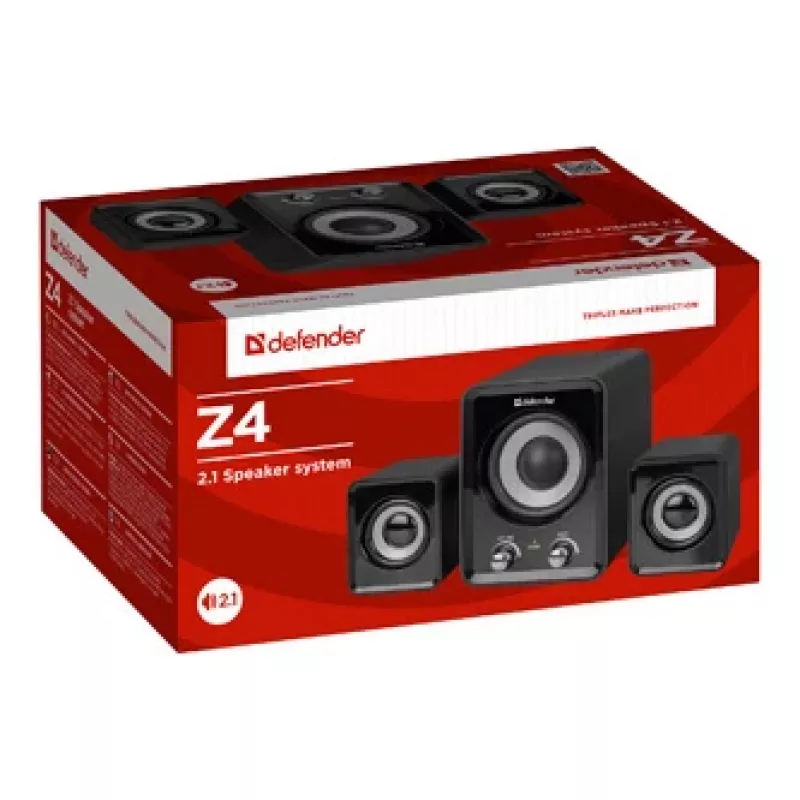 DEFENDER Z4 juhtmega 2.1 kõlarid, 11 W RMS, mustad, USB 5V toide, 3,5 mm kõrvaklapi väljund