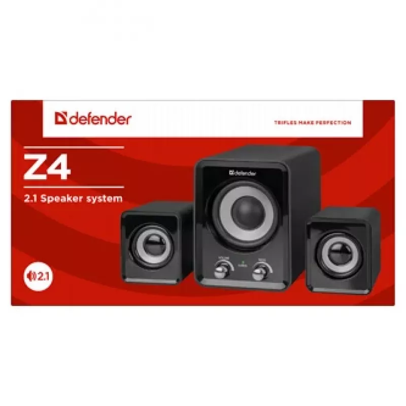 DEFENDER Z4 juhtmega 2.1 kõlarid, 11 W RMS, mustad, USB 5V toide, 3,5 mm kõrvaklapi väljund