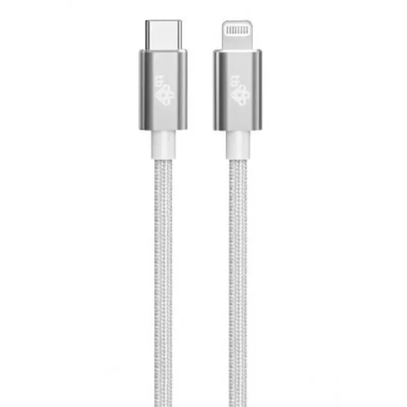 TB kaabel USB-C - Lightning braided 1m, Hõbedane
