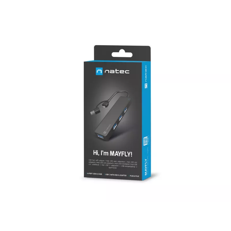 USB-jaotur NATEC Mayfly USB 3.2 Gen 1 Type-A USB-C 5000 Mbit/s Must