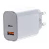 Universal charger 2x3A USB C + USB A Võimsus Delivery Valge