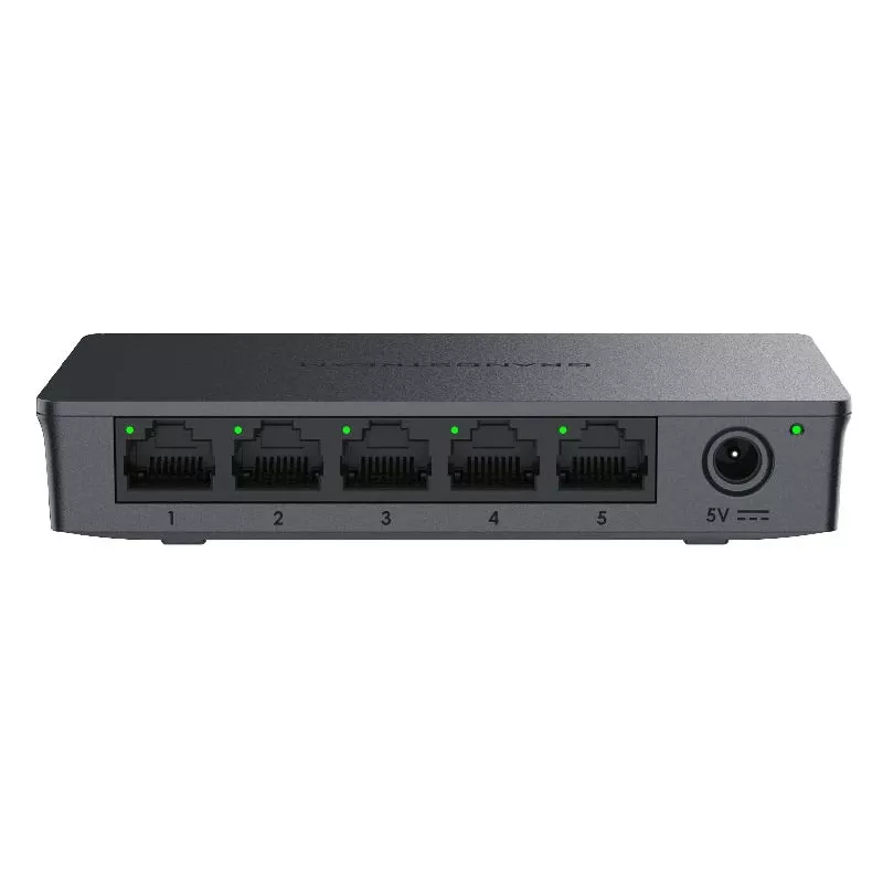 Grandstream GWN7700 Layer 2 haldamata lüliti 5x Gigabit porti 10Gbps lülitusvõimsus 802.1p QoS must laua-/seinale paigaldatav 5VDC