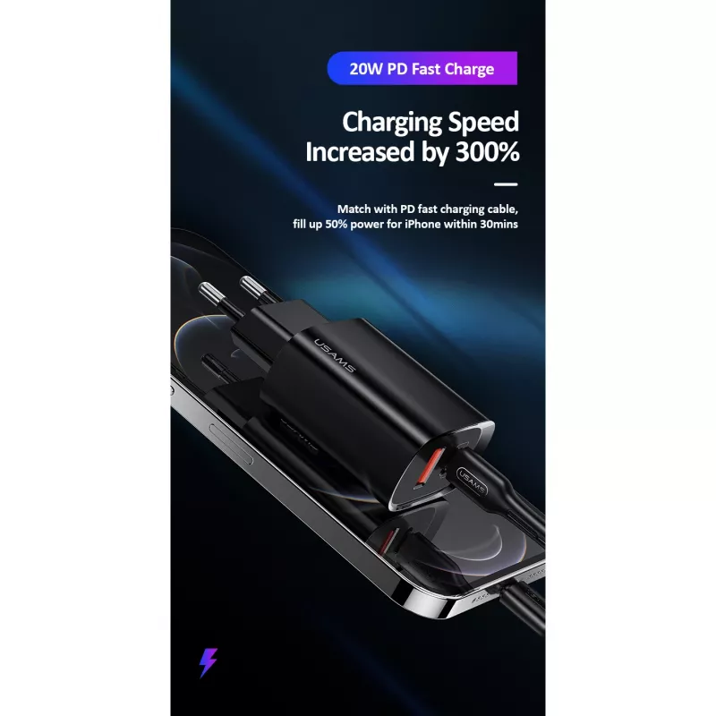 Laadija usams T35 20W PD3 USB-C–USB kiirlaadimisadapter