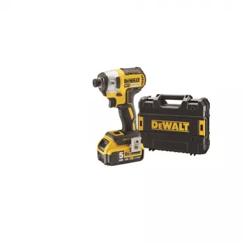 Impact wrench DeWALT DCF887P2-QW 1/4 inch drive, 18V Li‑Ion 5Ah, 205 N·m, 3250 RPM, 2 batteries, charger, case