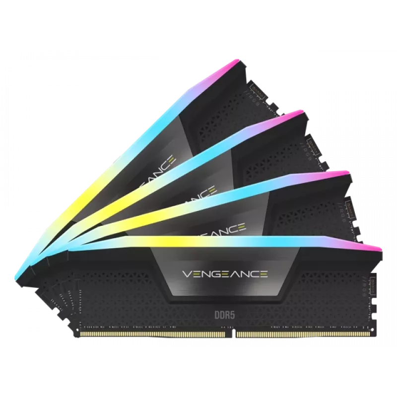 DIMM 64 GB DDR5-6000 (4x 16 GB) Quad-Kit, mälu must, CMH64GX5M4B6000C36, Vengeance RGB, INTEL XMP