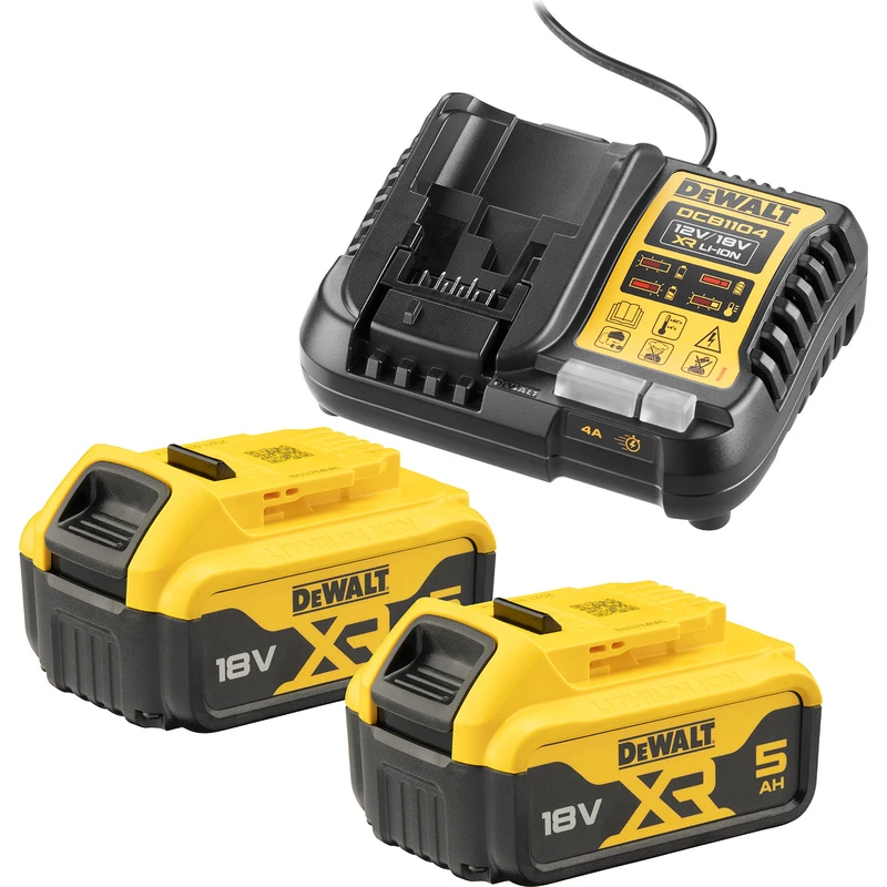 Aku ja laadija komplekt DeWALT DCB1104P2 18 V 5.0 Ah (2 akut, laadija)