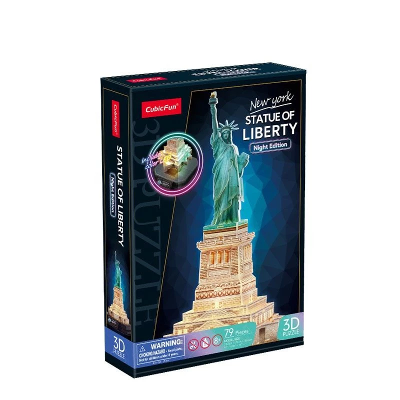 3D Puzzle CubicFun 306-L536H LED Vabadussammas Ööversioon — mudelikomplekt LED-valgustusega