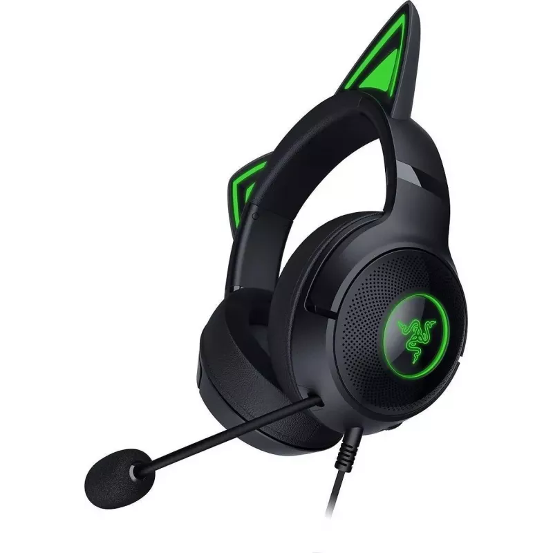 Kraken Kitty V2 - Must, mängupeakomplekt, kassikõrvad, voogreaktiivne valgustus, HyperClear kardioidmikrofon, 40 mm TriForce draiverid, kõrvaklappidesse ehitatud mikrofon, Razer Chroma RGB (kõrvad ja kõrvaklapid), ruumiline heli: saadaval ainult Windows 1