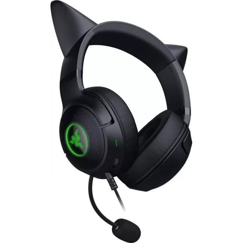 Kraken Kitty V2 - Must, mängupeakomplekt, kassikõrvad, voogreaktiivne valgustus, HyperClear kardioidmikrofon, 40 mm TriForce draiverid, kõrvaklappidesse ehitatud mikrofon, Razer Chroma RGB (kõrvad ja kõrvaklapid), ruumiline heli: saadaval ainult Windows 1