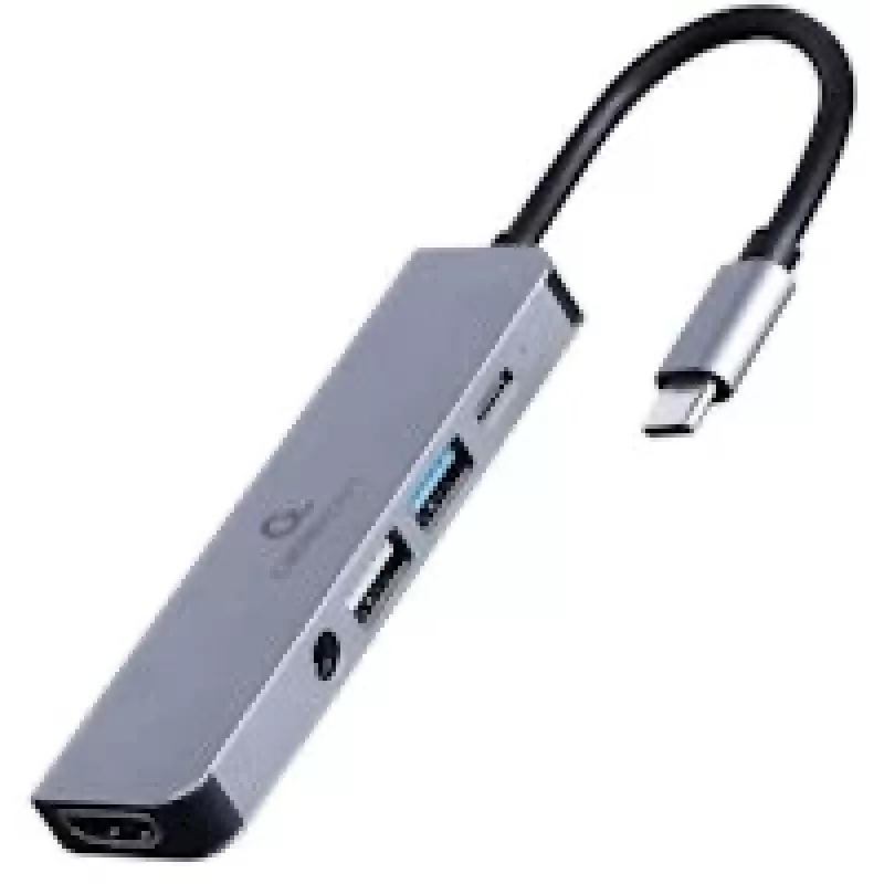 Gembird A-CM-COMBO5-02 sülearvuti dokk/pordi replikaator Juhtmega USB 3.2 Gen 1 (3.1 Gen 1) Type-C Hõbedane