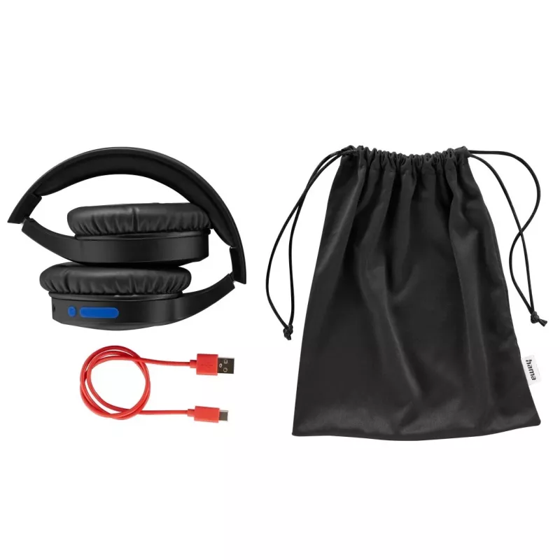 Hama 00184160 kõrvaklapid/peakomplekt Juhtmega ja juhtmeta Peapael Kõned/muusika USB USB-C Bluetooth Must, Sinine