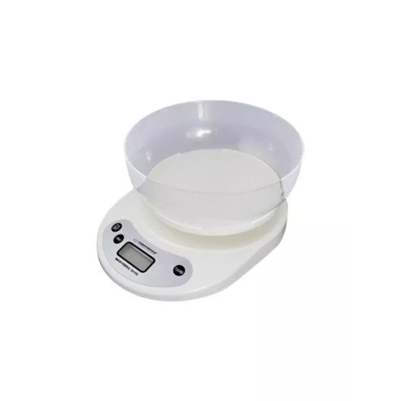 Elektrooniline köögikaal ESPERANZA EKS007 — 5 kg mahutavus, 1 g täpsus, valge