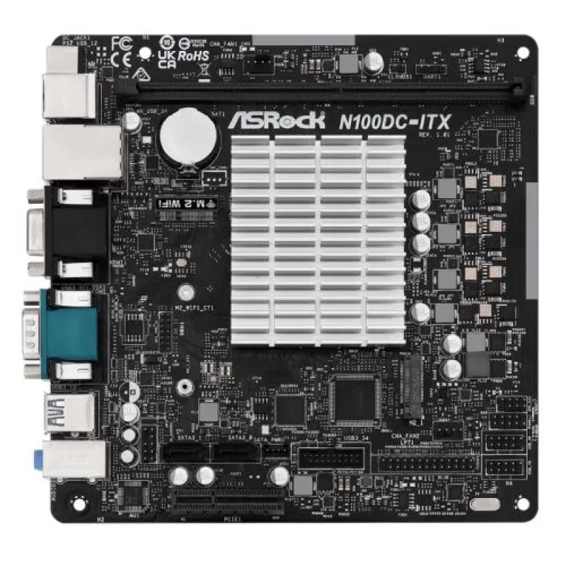 ASRock N100DC-ITX - Intel Quad-Core protsessor N100 (kuni 3,4 GHz) DDR4 - 2 SATA3, toetab Intel Turbo Boost tehnoloogiat Mini ITX (280) emaplaadid