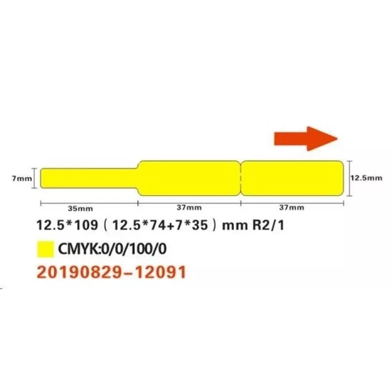 Termosildid NIIMBOT RXL12.5109-65Y 62 mm × 30 mm — rull otsetermosiltidega