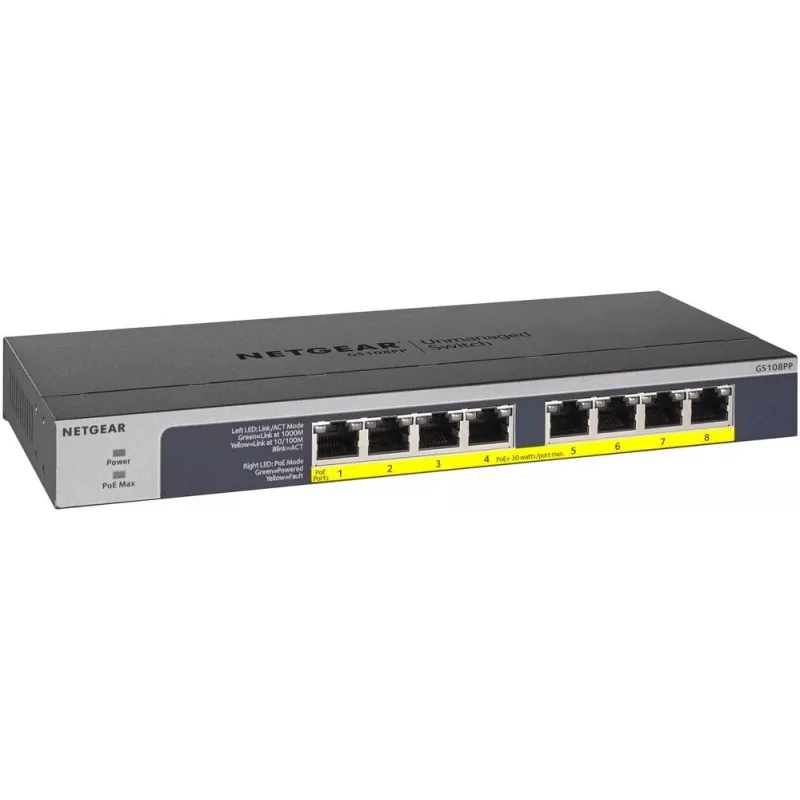 NETGEAR GS108PP Haldamata Gigabit Ethernet (10/100/1000) Power over Ethernet (PoE) Must