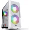 Arvutikorpus MODECOM AMIRANI ARGB Midi Tower Valge — ATX/ITX, 35 cm GPU, 16,5 cm CPU jahuti, 2x200 mm ventilaatorid