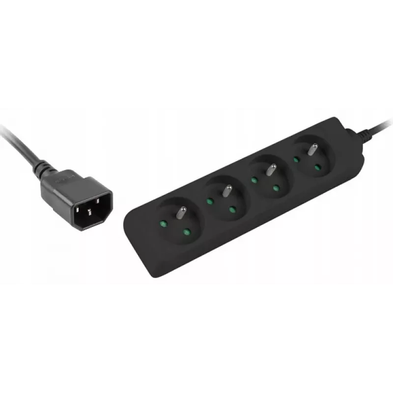 Lanberg PS0-04E-0100-IEC-BK toite pikendusjuhe 1m 4 vahelduvvoolupesa siseruumidesse Must
