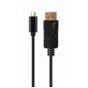 USB graafikaadapter Gembird A-CM-DPM-01 USB-C-ga, toetab kuni 3840×2160, USB 2.0 / 3.2 Gen 2, must, 2 m kaabel