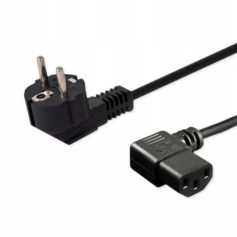 Toitekaabel SAVIO CL-116 — 1,8 m, must, nurga all toitepistik tüüp C kuni nurga all IEC C13, 3-sooneline 0,5 mm²