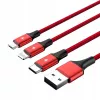 UNITEK C4049RD USB-kaabel 1,2 m USB A USB C/Micro-USB B/Lightning Punane