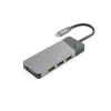 USB Type‑C jaotur roheline Cell HUBGC01 — 7 porti: 3×USB‑A 3.2 Gen 1, 1×USB‑C 3.2 Gen 1, HDMI, microSD+SD mälukaardilugeja — hõbedane