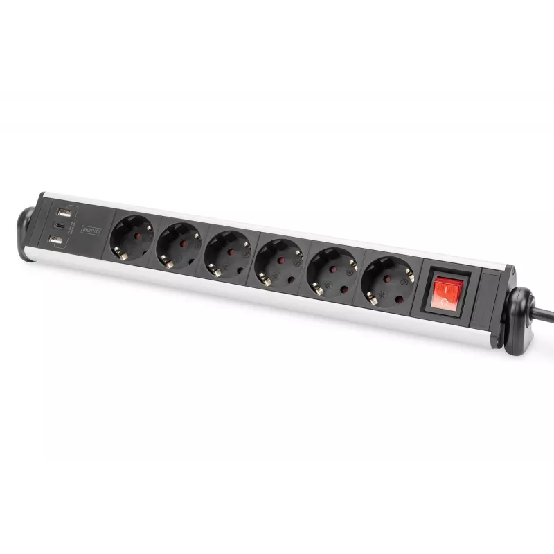 Digitus 6-suunaline kontori pikendusjuhe 3 USB pordiga 1,5 m kaabel