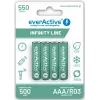 Laetavad AAA NiMH akud everActive EVHRL03-550 1,2 V 550 mAh 4 tk pakendis, silindrilised R03