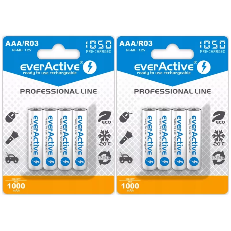 Laetav AAA NiMH akupakk everActive EVHRL03-1050 1,2 V — 4 tk, 1050 mAh