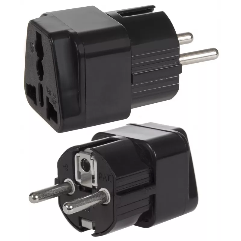 Toitepistiku adapter Maclean MCE155 NEMA 5-15P tüüp E FR must