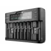 Akulaadija everActive UC-800 AC 12V 3A — LiFePO4/LiPo/NiMH, toetab AA/AAA/9V, kuni 10 akut, 12 V sisend, sisseehitatud ekraan, must