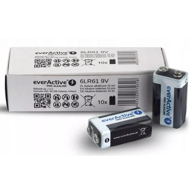 Leelispatarei EverActive Pro Alkaline 6LR61 9V