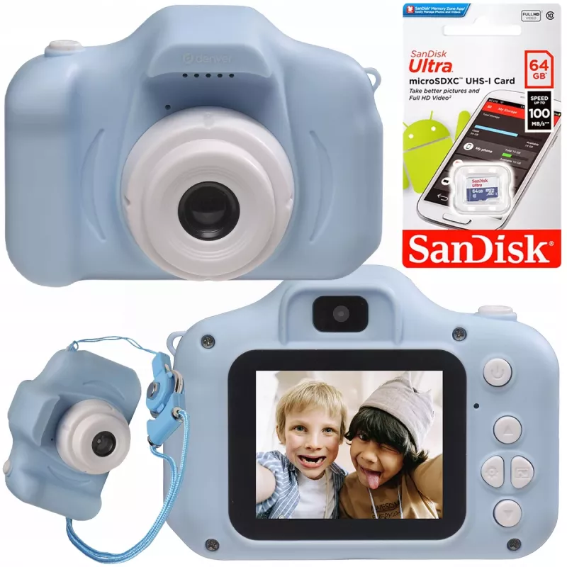 Denver kaamera KCA-1340BU lastele mängude ja 64GB mälukaardiga