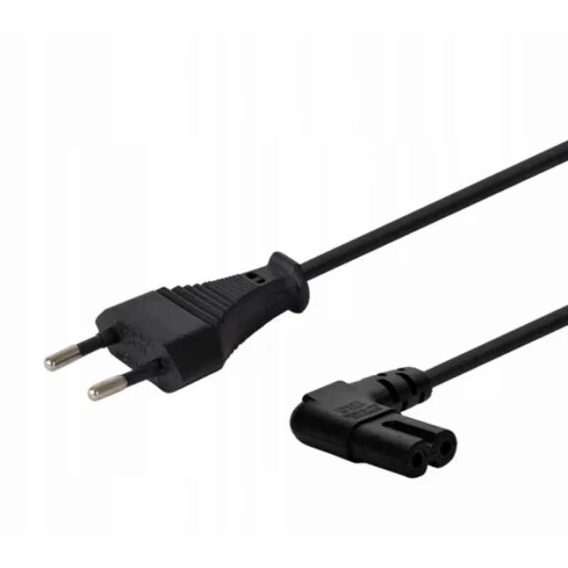 Toitekaabel SAVIO CL-144, 3 m, nurgeline 2-kontaktiline kuni IEC Type E pistik, must