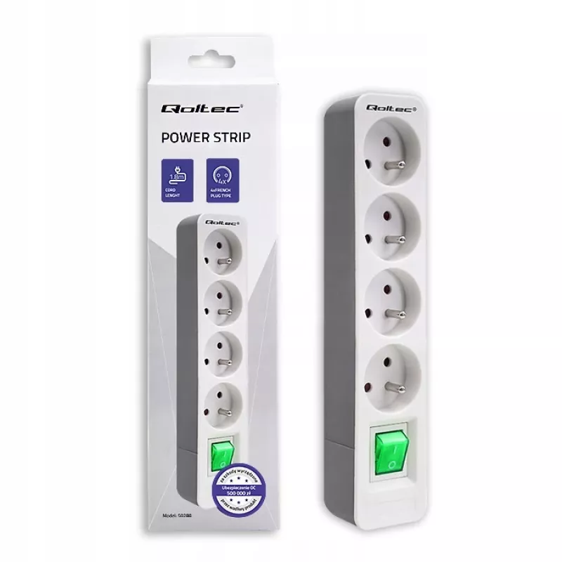 Qoltec 50288 toitepikendus 1,8 m 4 vahelduvvoolupistikupesa siseruumidesse valge