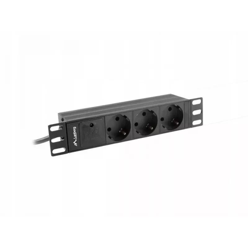 Lanberg PDU-03E-0200-BK toitejaotusseade (PDU) 3 vahelduvvoolu pistikupesa 1U must