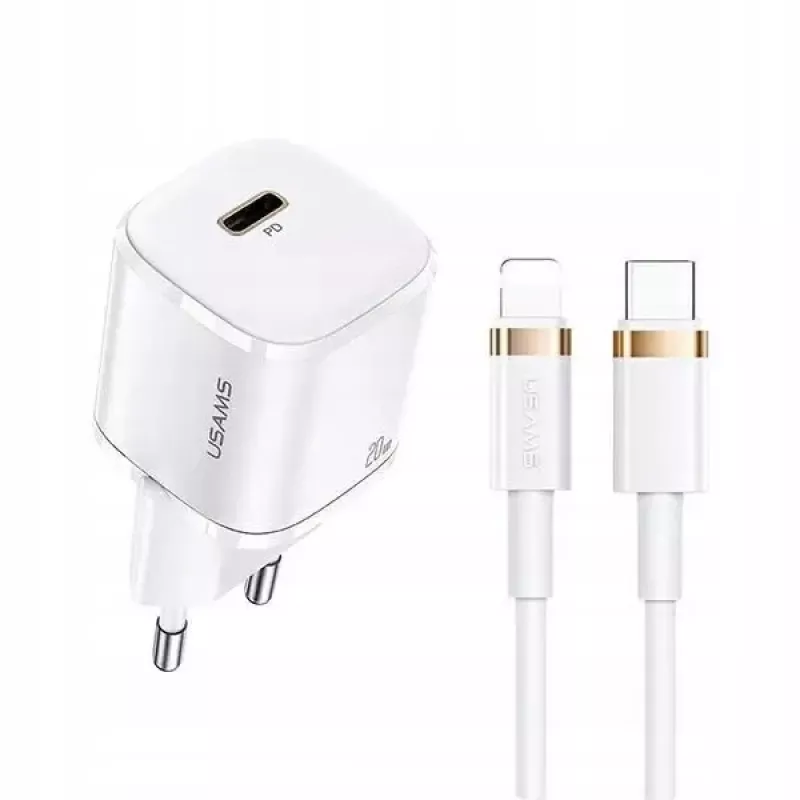 Kaasaskantav telefonilaadija usams T36 1x USB-C PD3.0 ja sisseehitatud Lightning-kaabliga