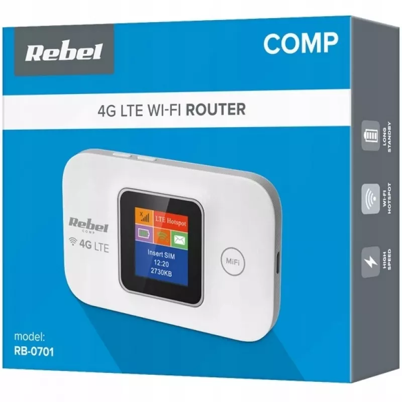 Rebel RB-0701 traadita ruuter, ühe sagedusalaga (2,4 GHz), 3G, 4G