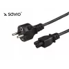 Toitekaabel SAVIO CL-67 1,2 m H03VV-F 3×0,75 mm² IEC C kuni CEE7/7 must