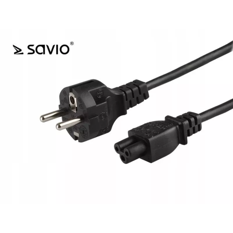 Toitekaabel SAVIO CL-67 1,2 m H03VV-F 3×0,75 mm² IEC C kuni CEE7/7 must