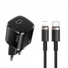 usams telefonilaadija 1x USB-C T36 + Lightning PD — kompaktne PD-laadija USB-C ja Lightninguga