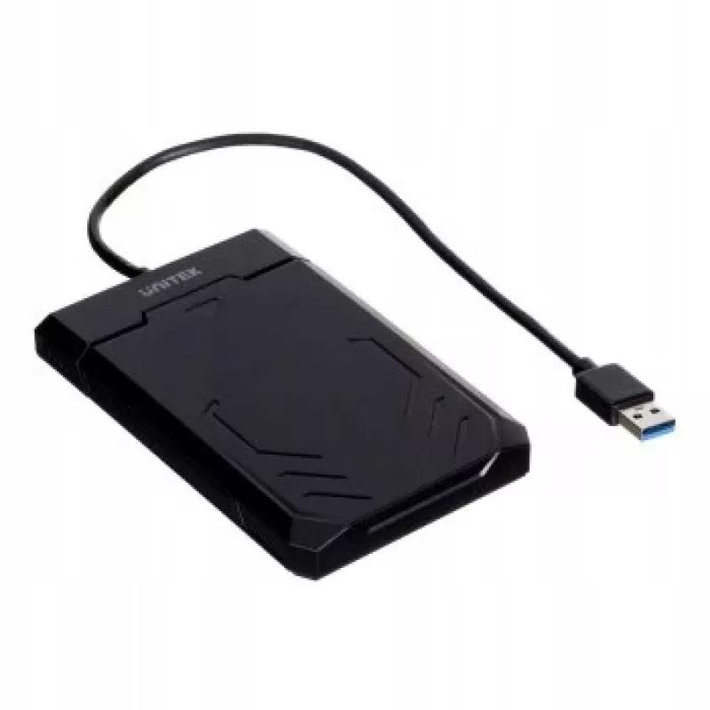 HDD/SSD korpus Unitek Y-3036, 2,5-tolline SATA III, USB 3.2 Gen 1 (5 Gbit/s), UASP, integreeritud USB-A kaabel, must