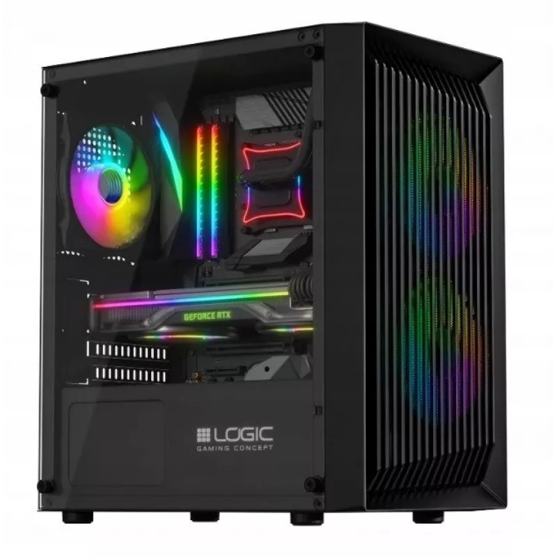 Logic Atos ARGB Mini USB 3.0 Micro Tower korpus, must (AM-ATOS-10-0000000-0002)