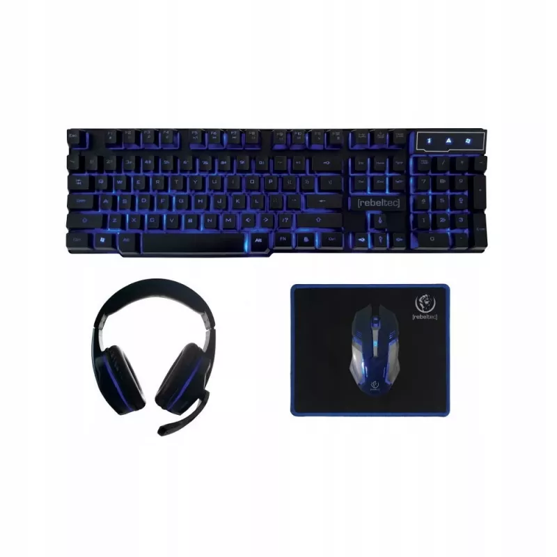 Klaviatuur ja hiir komplektis Rebeltec SHERMAN Gaming USB QZERTY Inglise Must